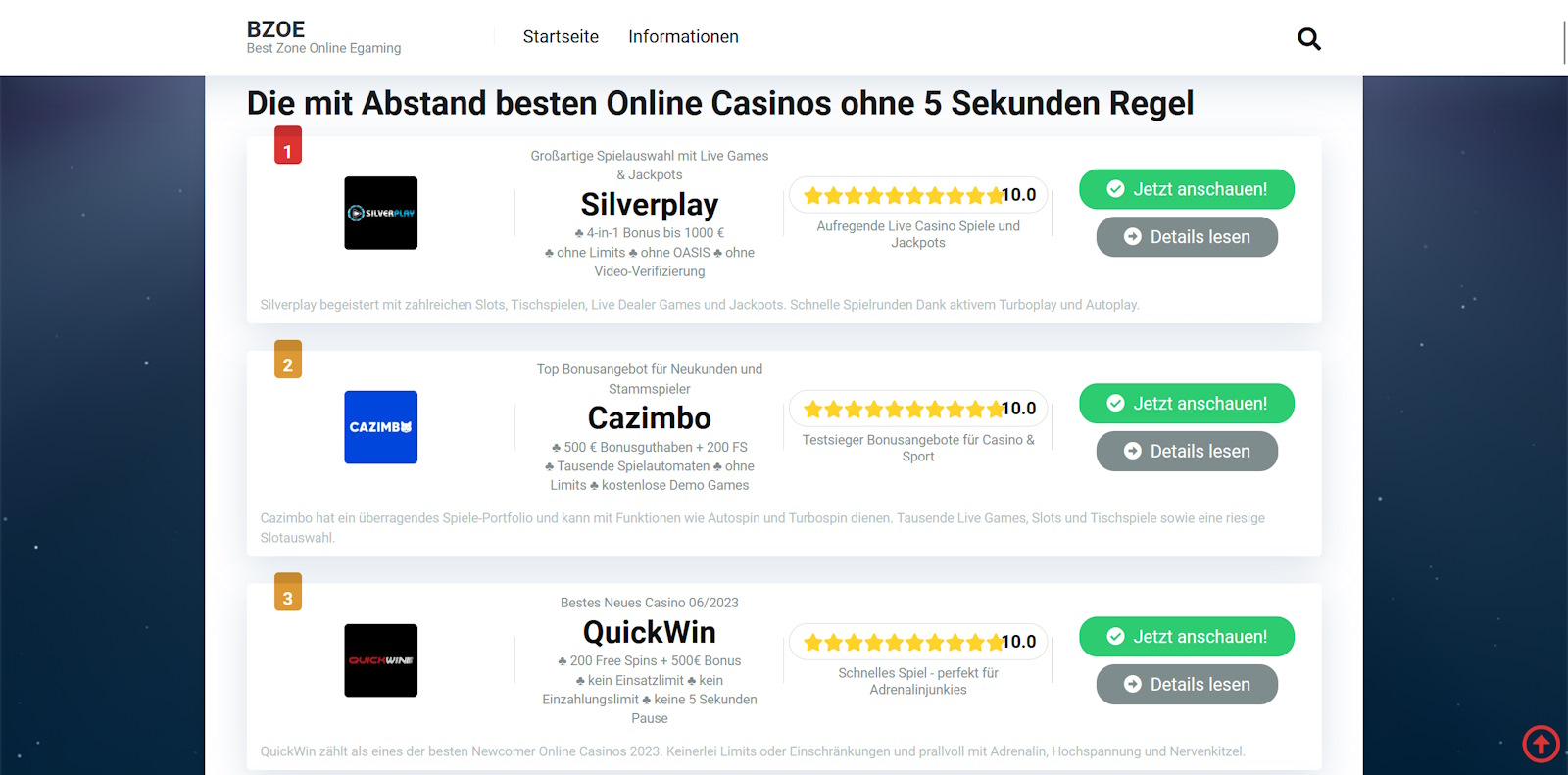 top online casinos ohne 5 sekunden regel